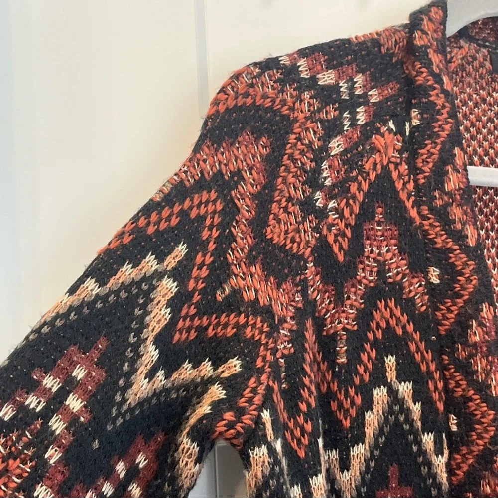 Lucky Brand Cardigan Women's Aztec Wool Blend Open‎ Front Knit Sweater Sz Small
